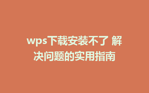 wps下载安装不了 解决问题的实用指南