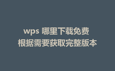 wps 哪里下载免费 根据需要获取完整版本