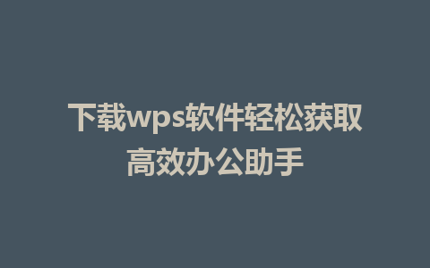 下载wps软件轻松获取高效办公助手