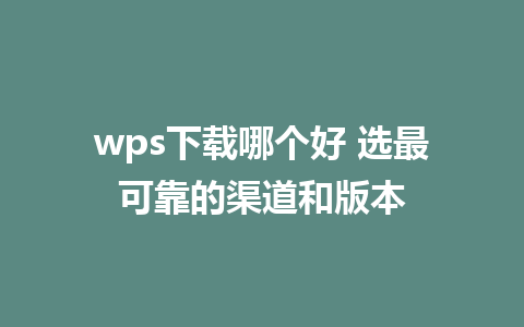 wps下载哪个好 选最可靠的渠道和版本