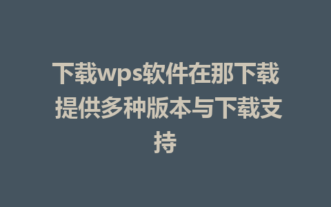 下载wps软件在那下载 提供多种版本与下载支持