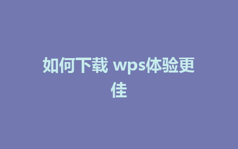 如何下载 wps体验更佳