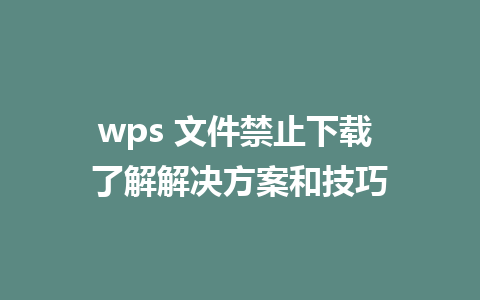 wps 文件禁止下载 了解解决方案和技巧