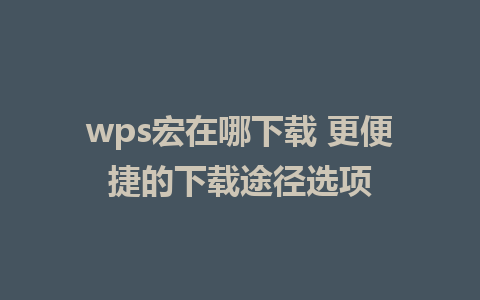 wps宏在哪下载 更便捷的下载途径选项