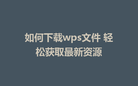 如何下载wps文件 轻松获取最新资源