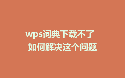 wps词典下载不了  如何解决这个问题