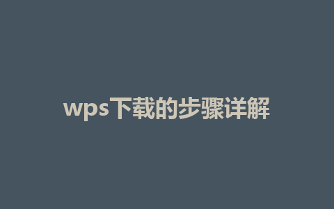 wps下载的步骤详解