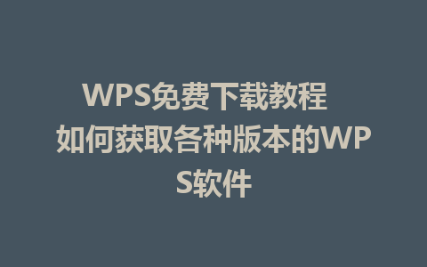 WPS免费下载教程  如何获取各种版本的WPS软件