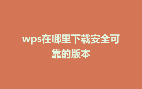 wps在哪里下载安全可靠的版本