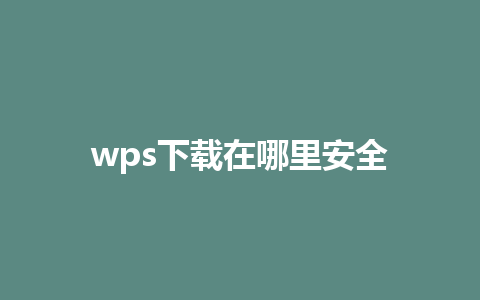 wps下载在哪里安全 