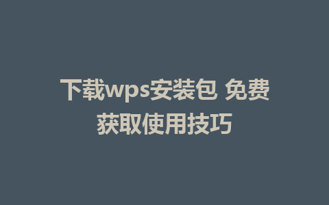 下载wps安装包 免费获取使用技巧