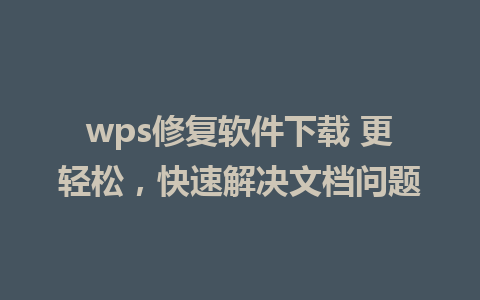 wps修复软件下载 更轻松，快速解决文档问题