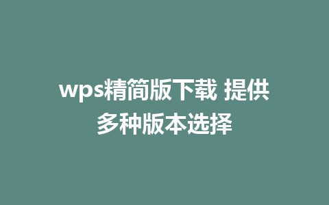 wps精简版下载 提供多种版本选择