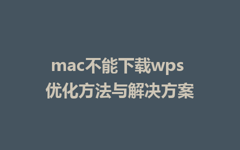 mac不能下载wps 优化方法与解决方案