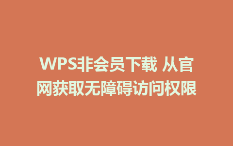 WPS非会员下载 从官网获取无障碍访问权限