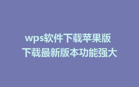 wps软件下载苹果版 下载最新版本功能强大