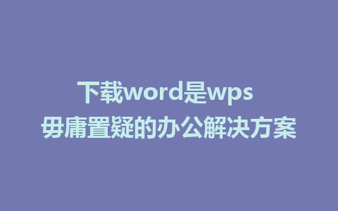 下载word是wps 毋庸置疑的办公解决方案