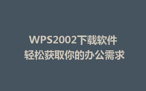 WPS2002下载软件 轻松获取你的办公需求