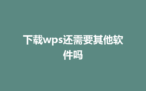 下载wps还需要其他软件吗