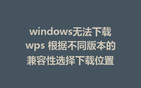 windows无法下载wps 根据不同版本的兼容性选择下载位置