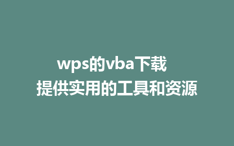 wps的vba下载  提供实用的工具和资源