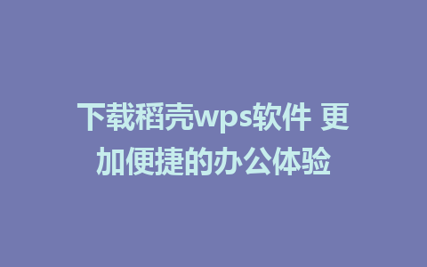 下载稻壳wps软件 更加便捷的办公体验