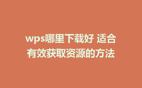 wps哪里下载好 适合有效获取资源的方法