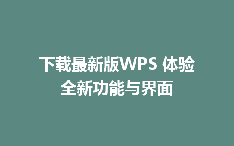 下载最新版WPS 体验全新功能与界面