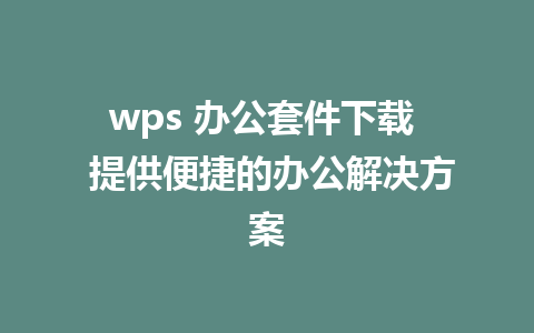 wps 办公套件下载  提供便捷的办公解决方案