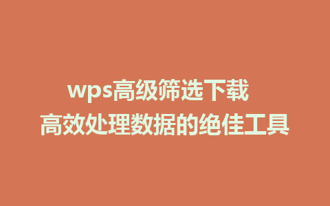 wps高级筛选下载  高效处理数据的绝佳工具