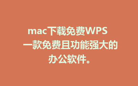 mac下载免费WPS  一款免费且功能强大的办公软件。