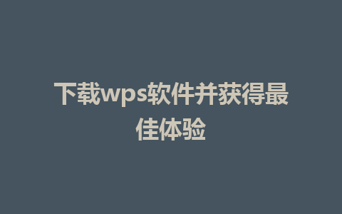 下载wps软件并获得最佳体验