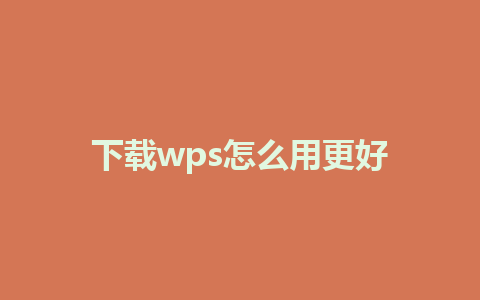 下载wps怎么用更好