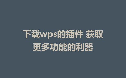 下载wps的插件 获取更多功能的利器