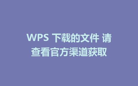 WPS 下载的文件 请查看官方渠道获取