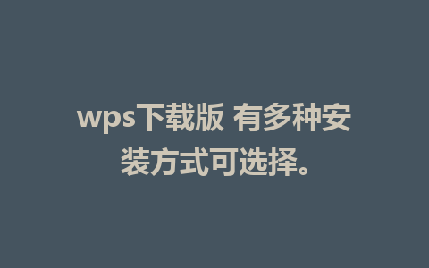 wps下载版 有多种安装方式可选择。