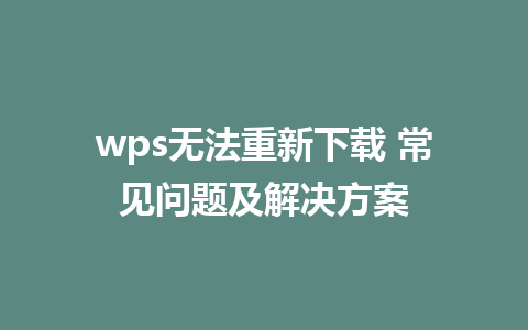 wps无法重新下载 常见问题及解决方案