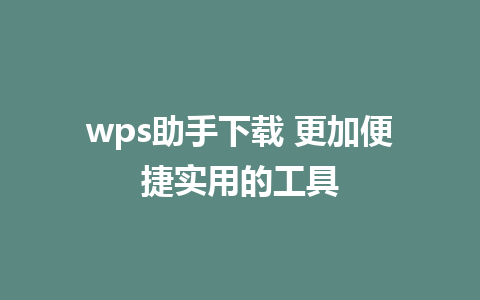 wps助手下载 更加便捷实用的工具