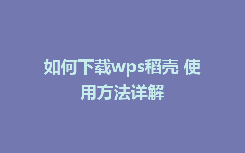 如何下载wps稻壳 使用方法详解