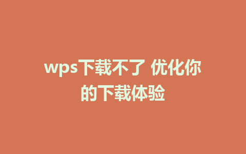 wps下载不了 优化你的下载体验