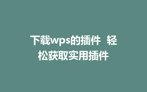 下载wps的插件  轻松获取实用插件