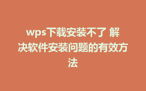 wps下载安装不了 解决软件安装问题的有效方法