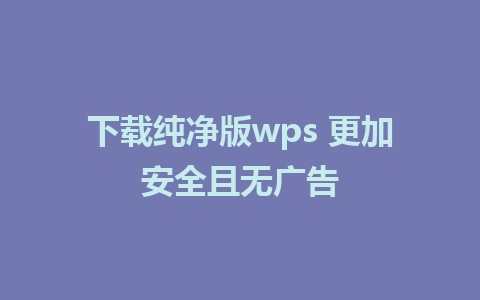 下载纯净版wps 更加安全且无广告