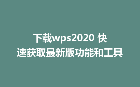 下载wps2020 快速获取最新版功能和工具