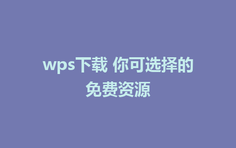 wps下载 你可选择的免费资源