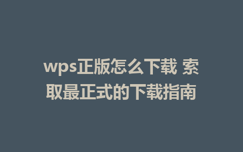 wps正版怎么下载 索取最正式的下载指南