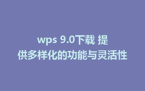 wps 9.0下载 提供多样化的功能与灵活性