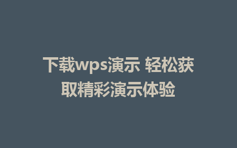 下载wps演示 轻松获取精彩演示体验