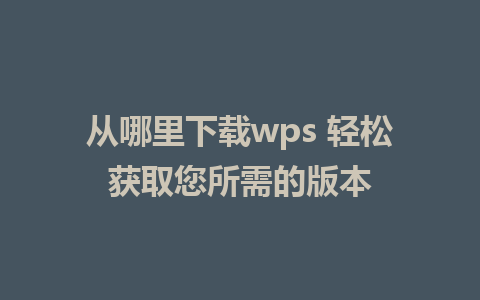 从哪里下载wps 轻松获取您所需的版本