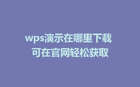 wps演示在哪里下载 可在官网轻松获取